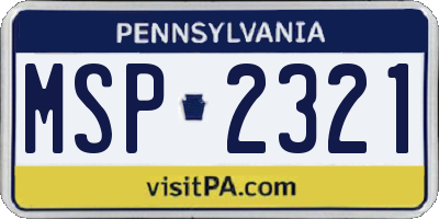 PA license plate MSP2321