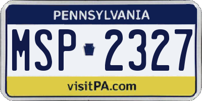 PA license plate MSP2327
