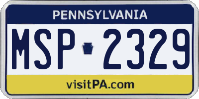 PA license plate MSP2329