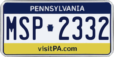 PA license plate MSP2332