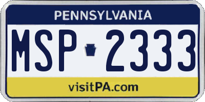 PA license plate MSP2333