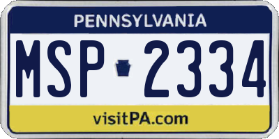 PA license plate MSP2334
