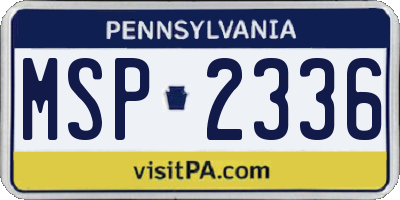 PA license plate MSP2336