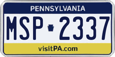PA license plate MSP2337