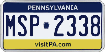 PA license plate MSP2338