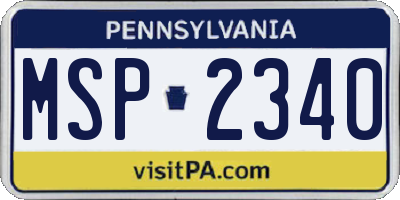 PA license plate MSP2340