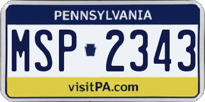 PA license plate MSP2343