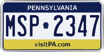 PA license plate MSP2347