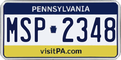 PA license plate MSP2348