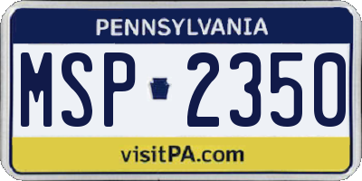 PA license plate MSP2350