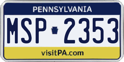 PA license plate MSP2353