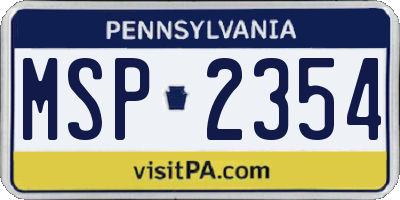 PA license plate MSP2354