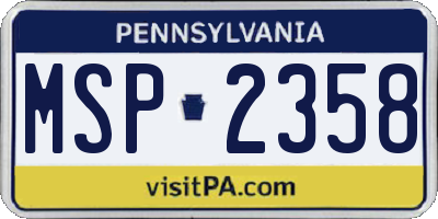 PA license plate MSP2358