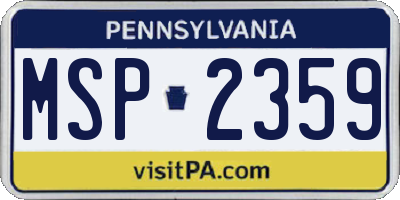 PA license plate MSP2359