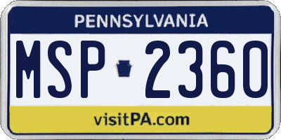 PA license plate MSP2360