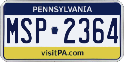 PA license plate MSP2364