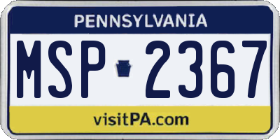 PA license plate MSP2367
