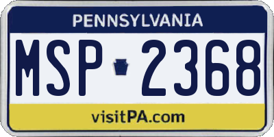 PA license plate MSP2368