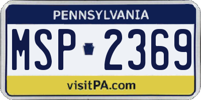 PA license plate MSP2369