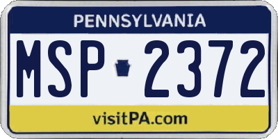 PA license plate MSP2372