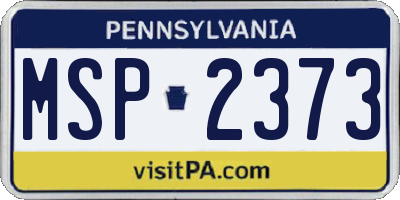 PA license plate MSP2373