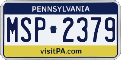 PA license plate MSP2379
