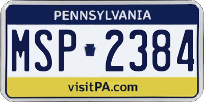 PA license plate MSP2384