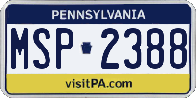 PA license plate MSP2388