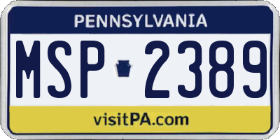 PA license plate MSP2389