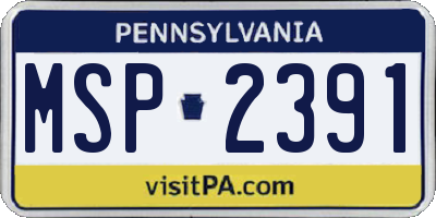 PA license plate MSP2391