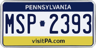 PA license plate MSP2393