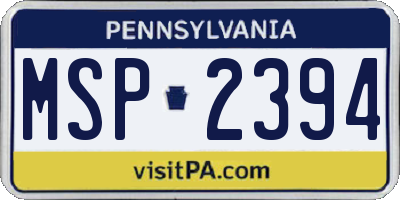 PA license plate MSP2394