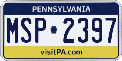 PA license plate MSP2397