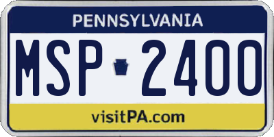 PA license plate MSP2400