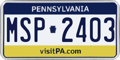 PA license plate MSP2403