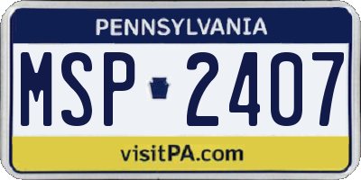 PA license plate MSP2407