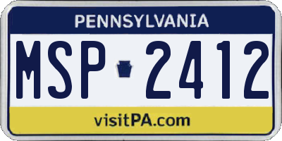 PA license plate MSP2412