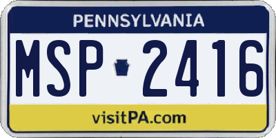 PA license plate MSP2416