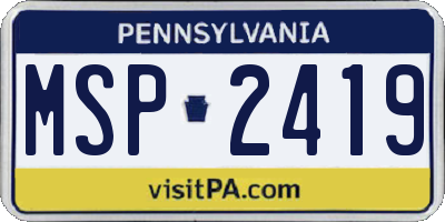 PA license plate MSP2419