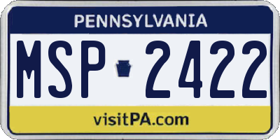 PA license plate MSP2422