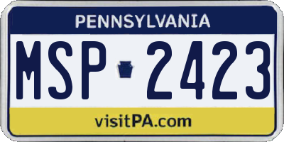 PA license plate MSP2423