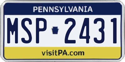 PA license plate MSP2431
