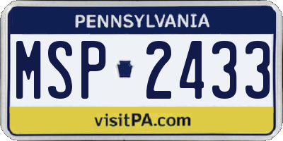 PA license plate MSP2433