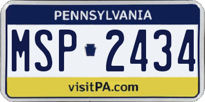 PA license plate MSP2434