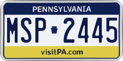 PA license plate MSP2445