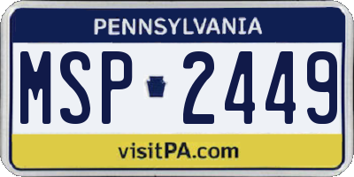 PA license plate MSP2449