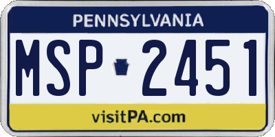 PA license plate MSP2451