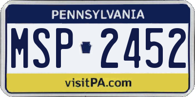 PA license plate MSP2452