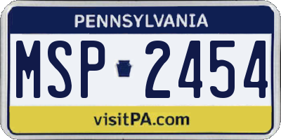 PA license plate MSP2454