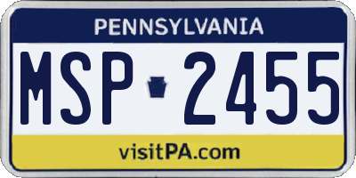 PA license plate MSP2455